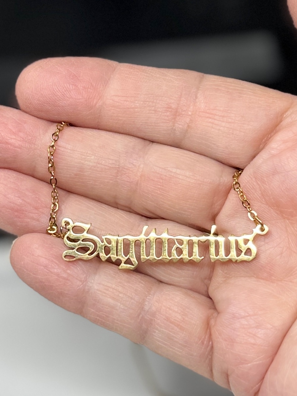 Gold Sagittarius Nameplate Necklace - Women's Zodiac Jewelry - Picture 4 of 8